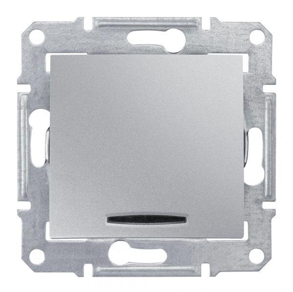 Механизм переключателя проходного 1-кл. СП Sedna 10А IP20 (сх. 6а) 250В с син. подсветкой алюм. SchE SDN1500160