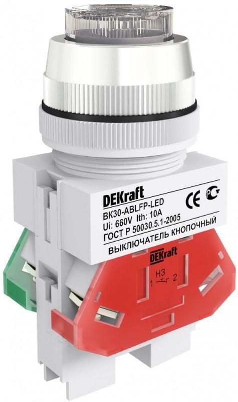 Выключатель кнопочный ABLFP 30мм бел. LED 220В ВК-30 SchE 25050DEK