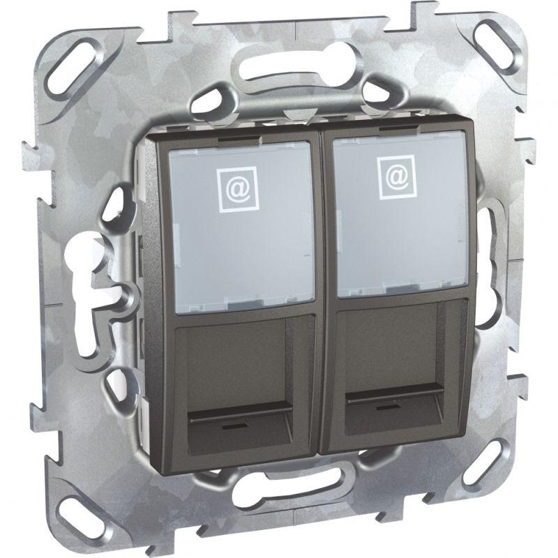 Розетка компьютерная СП Unica Top RJ45 + RJ45 CAT.6 SchE MGU5.2424.12ZD