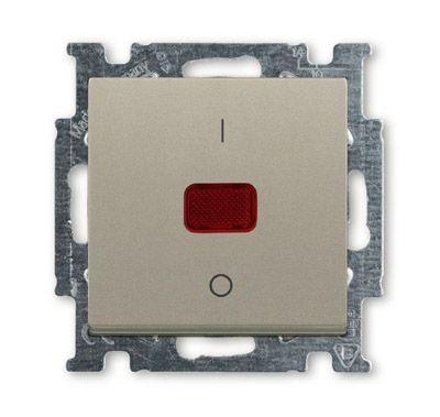 Механизм выключателя 1-кл. 2п СП Basic 55 20А IP20 250В с клавишей с линзой с неон. лампой с маркир. I/O шампань ABB 2CKA001020A0091