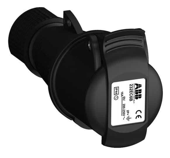Розетка кабельная 232EC6B Easy&Safe 232EC6B 32А 2P+E IP44 6ч черн. ABB 2CMA103580R1000