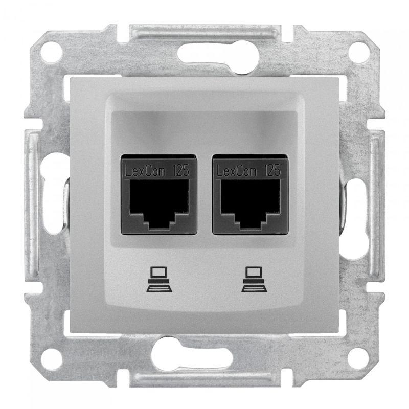 Розетка компьютерная СП Sedna 2мод. CAT.6 экран. STP алюм. SchE SDN5000160