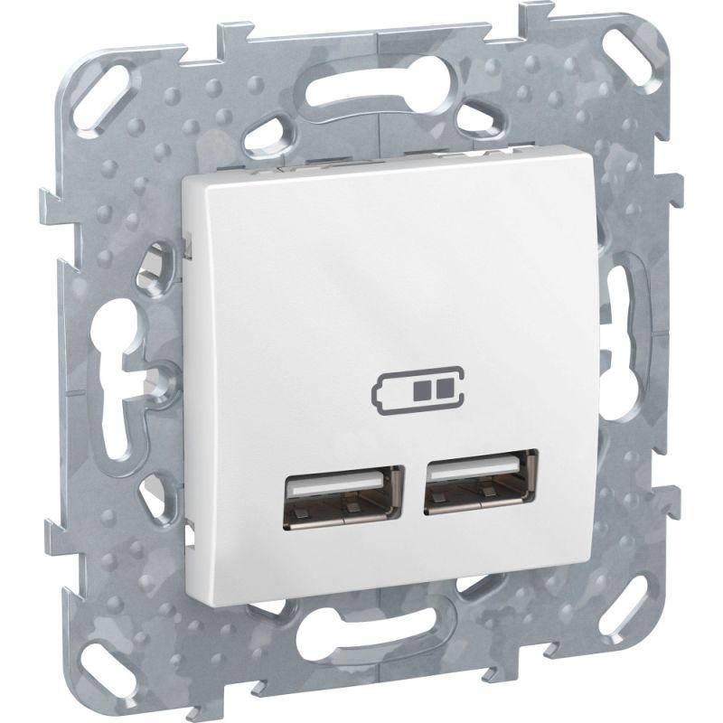 Устройство зарядное Unica 2 USB 2.1А бел. SchE MGU5.418.18ZD