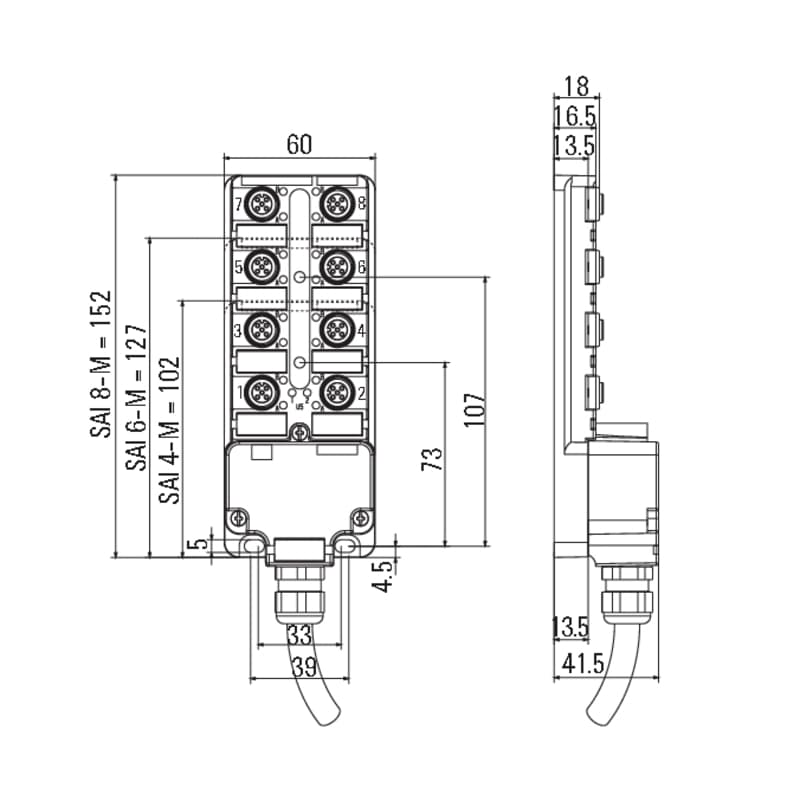 Круглые соед. разъемы|Прово SAI-8-MF 4P PUR 5M M12 1799960000