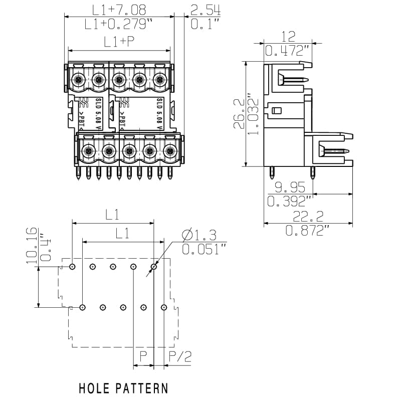 Штекерный соединитель печат SLD 5.08V/08/90B 3.2 SN OR BX 1726300000