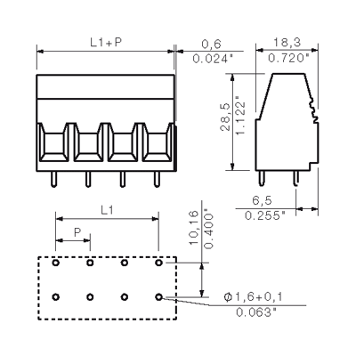 Клемма печатной платы LU 10.16/10/90 4.5SN BK BX 1226280000