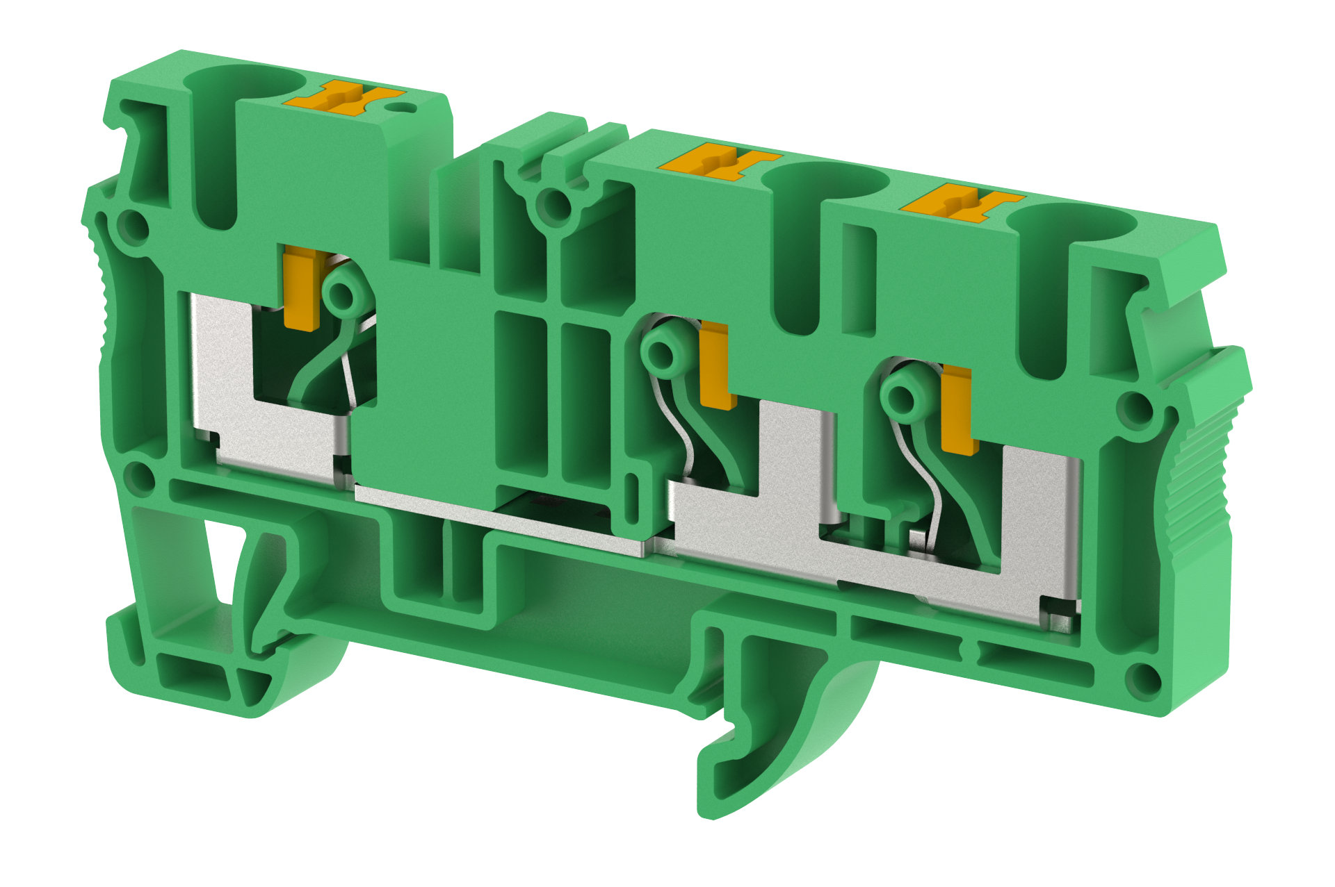 3104050003 Клемма проходная на 3 подключения зеленая PQ6-1×2-GREEN