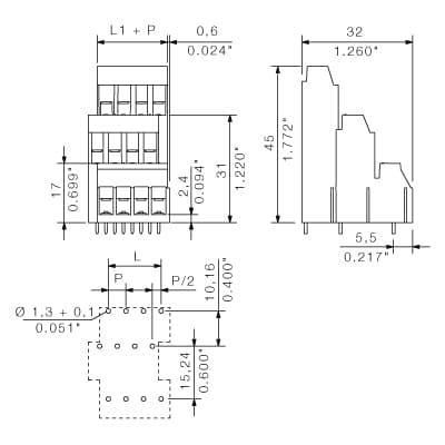 Клемма печатной платы LL3R 5.00/48/90 3.2SN OR BX 1978970000
